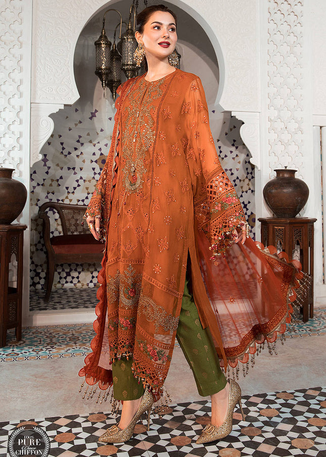 MARIA B - Eid Collection 22 - Rust and Olive Green