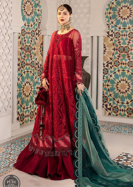 MARIA B - Eid Collection 22 - Cherry red with Shades of Teal