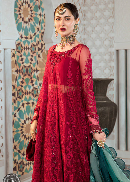 MARIA B - Eid Collection 22 - Cherry red with Shades of Teal