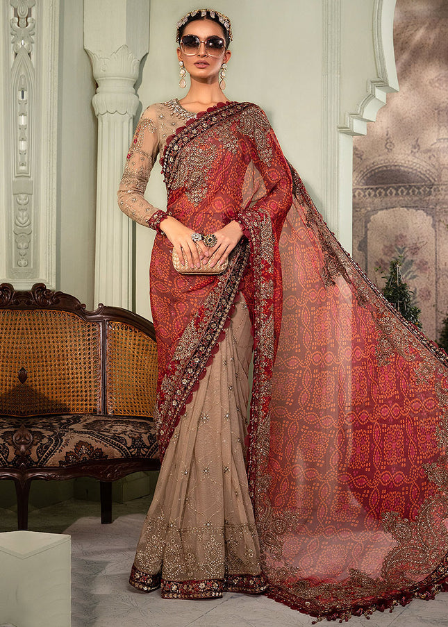 MARIA B - Chiffon 22 - Coffee and Maroon