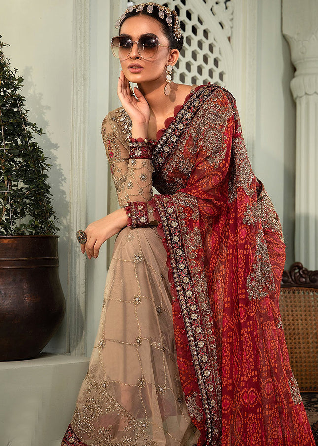 MARIA B - Chiffon 22 - Coffee and Maroon