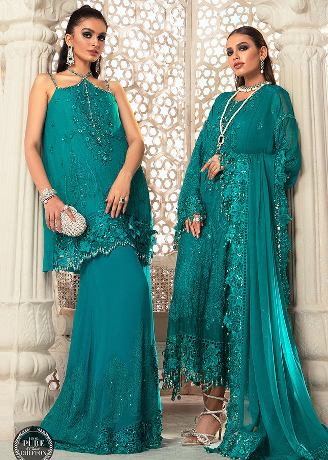 MARIA B - Chiffon 22 - Deep and Sea Green