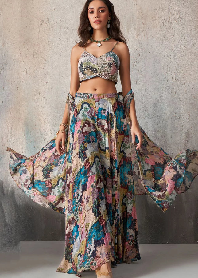 Multicolor Printed and Embellished Lehenga Choli