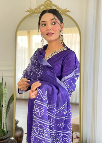 Purple Embroidered Pant Style Suit