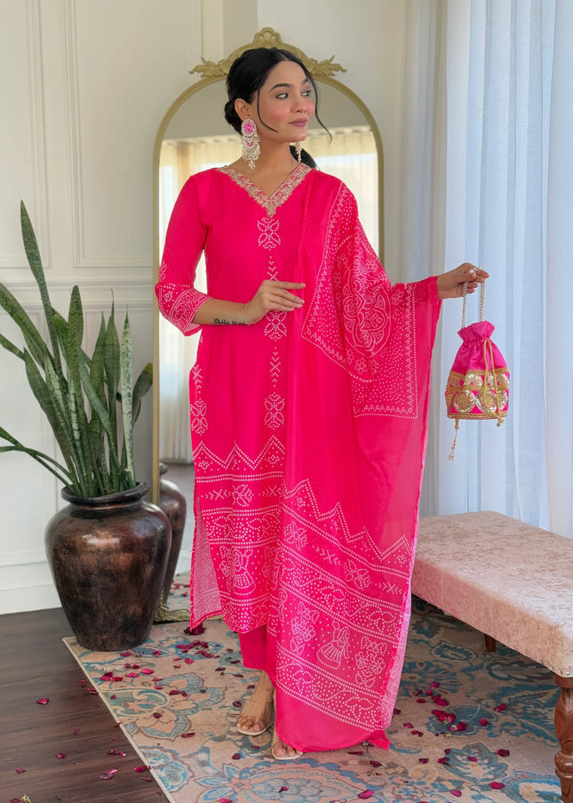 Pink Embroidered Pant Style Suit
