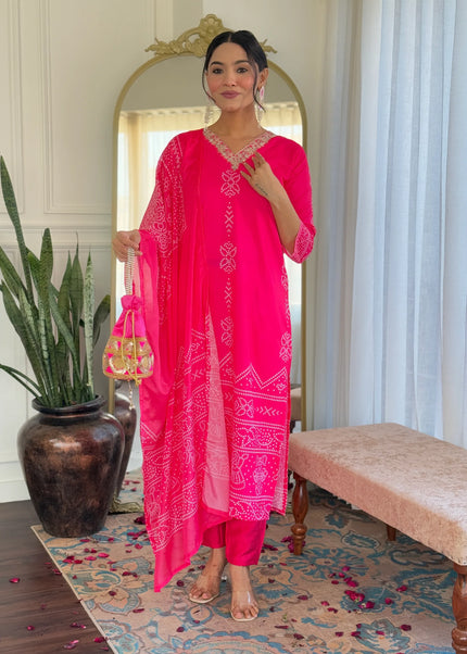 Pink Embroidered Pant Style Suit