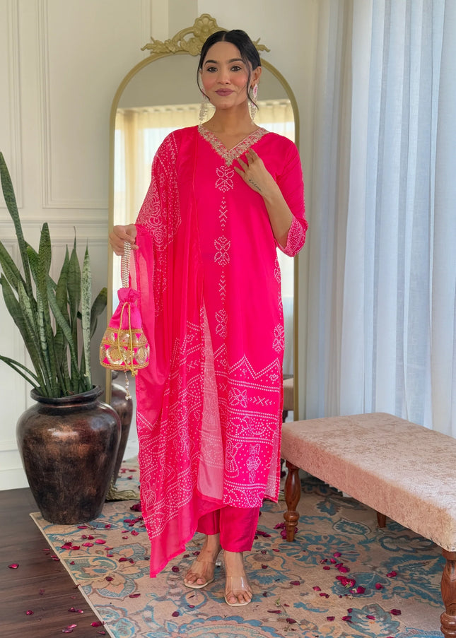 Pink Embroidered Pant Style Suit