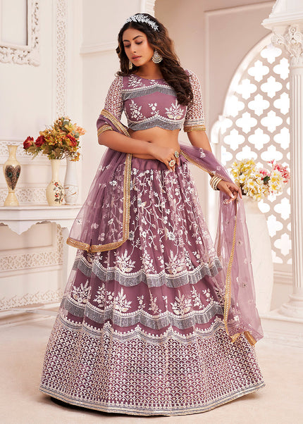 Dark Onion Embroidered Lehenga