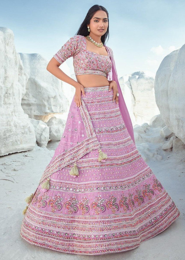 Pink Embroidered Lehenga Choli
