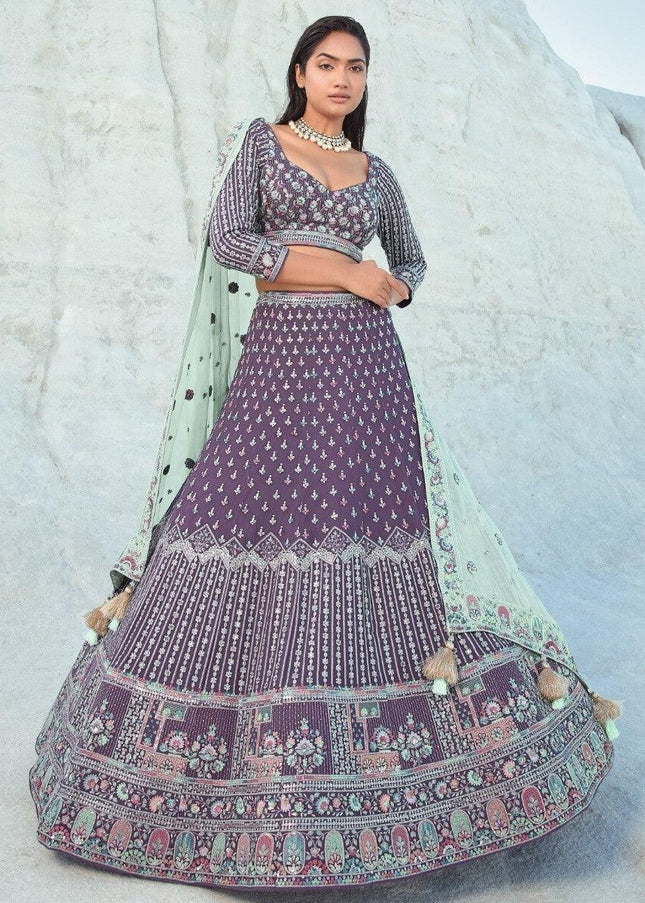 Purple Embroidered Lehenga Choli