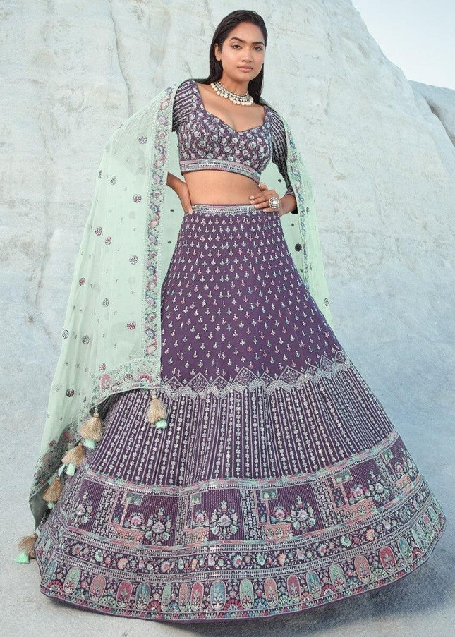 Purple Embroidered Lehenga Choli