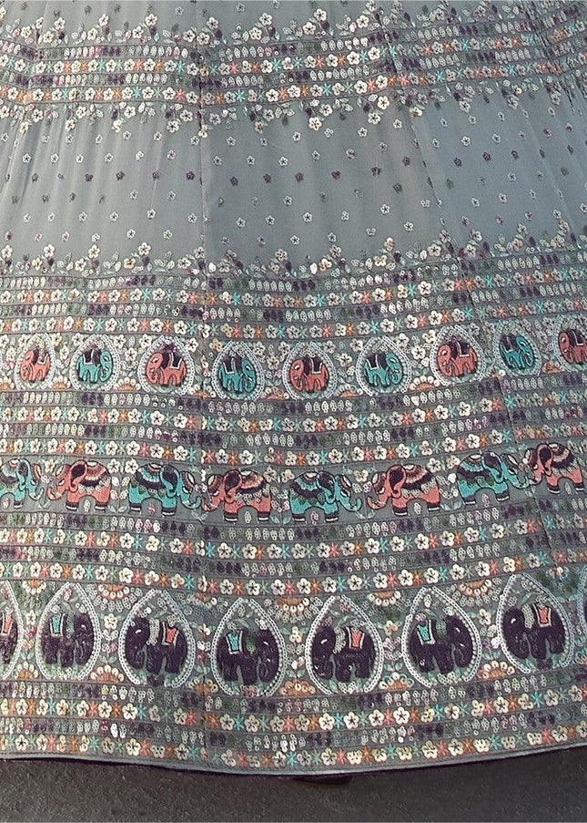Grey Embroidered Lehenga Choli