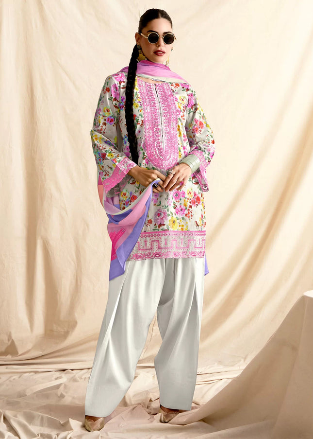 Offwhite Printed and Embroidered Pant Syle Suit