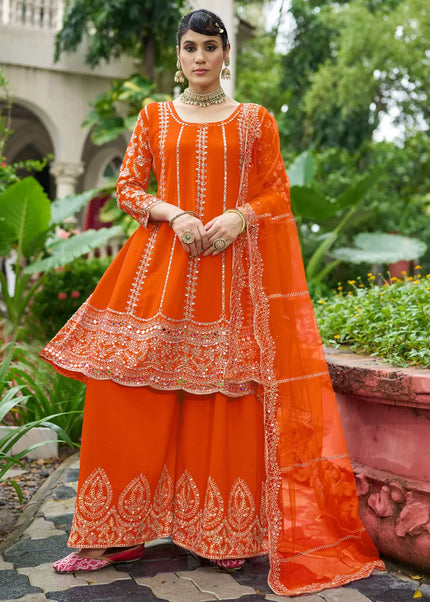 Chinnon Silk Embroidered Sharara Suit Series