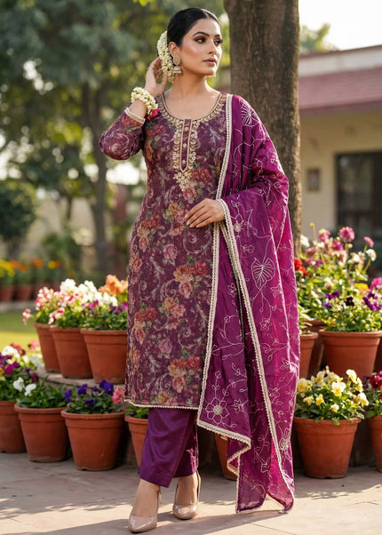 Organza Printed and Embroidered Pant Style Suit Series