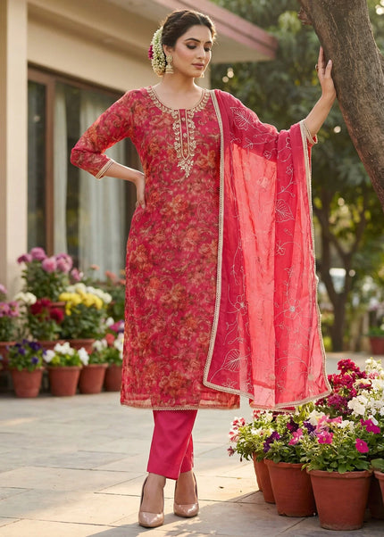 Organza Printed and Embroidered Pant Style Suit Series