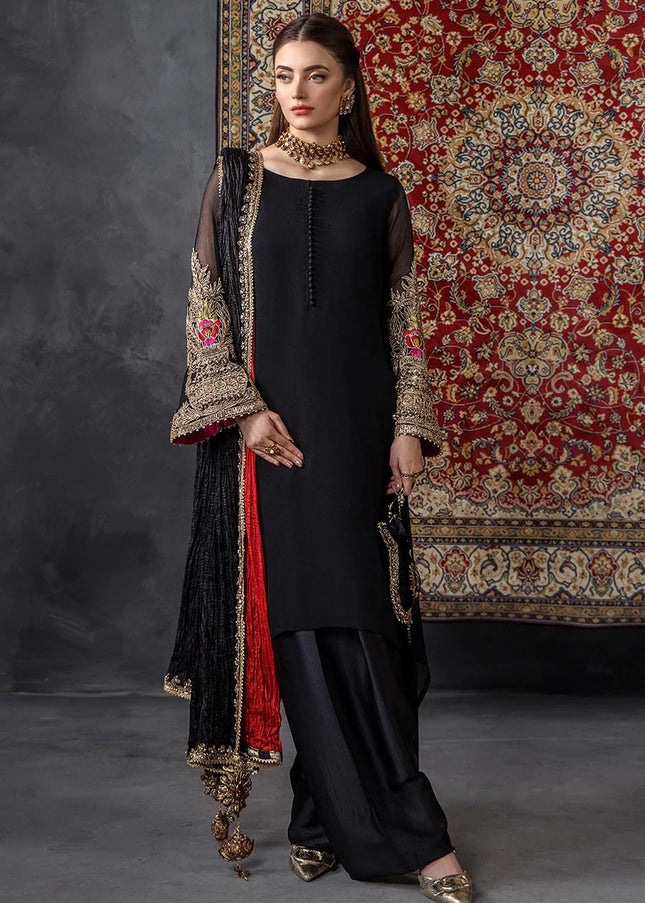 Crinkle Chiffon Hand Embroidered P-300