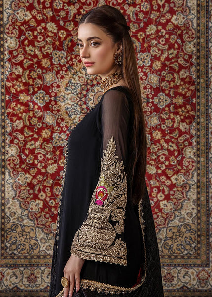 Crinkle Chiffon Hand Embroidered P-300