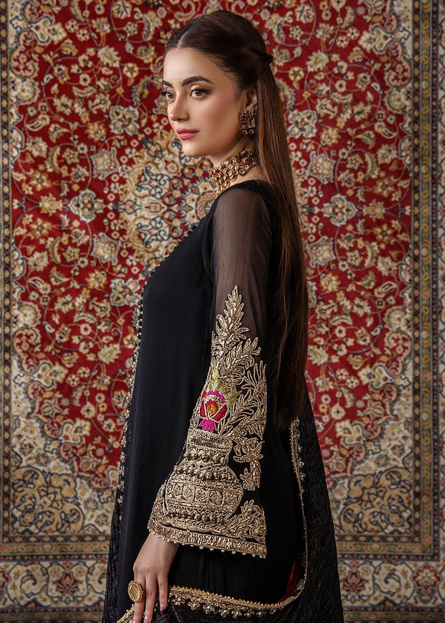 Crinkle Chiffon Hand Embroidered P-300