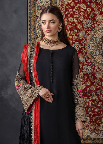 Crinkle Chiffon Hand Embroidered P-300