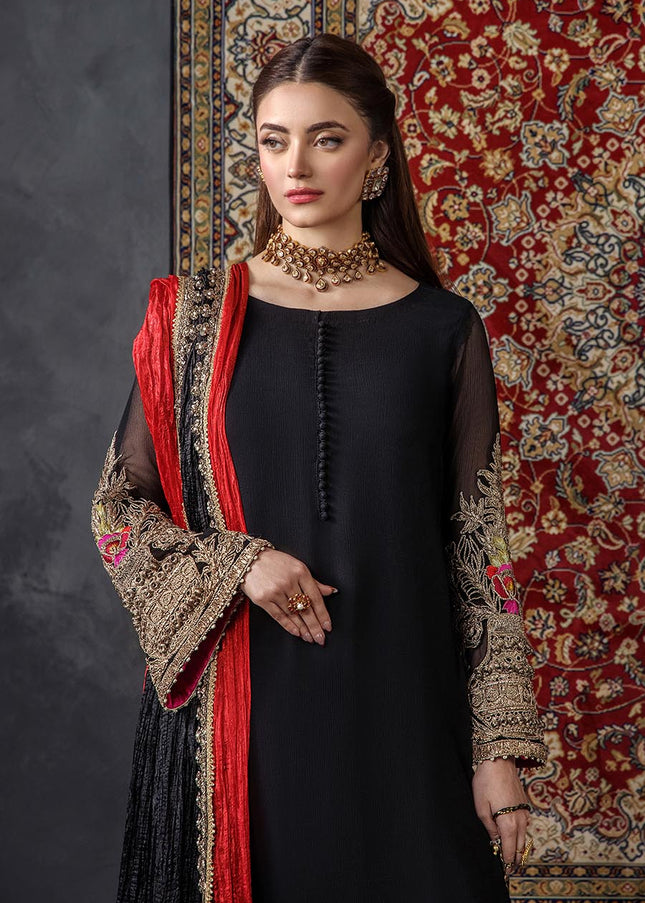 Crinkle Chiffon Hand Embroidered P-300