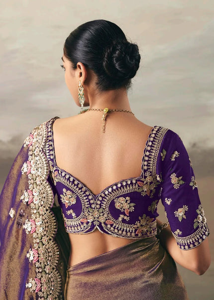 Purple Embroidered Festive Saree