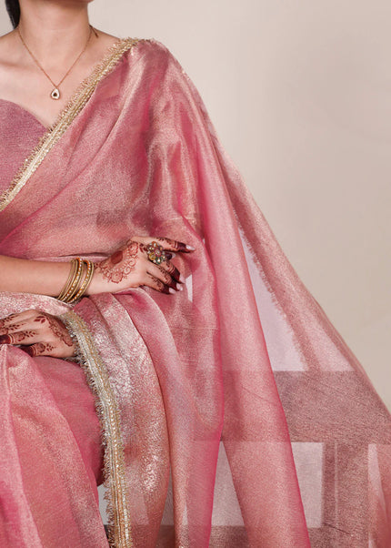 Light Pink Embroidered Saree