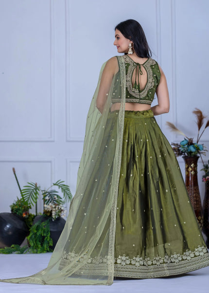 Green Embroidered Lehenga Choli