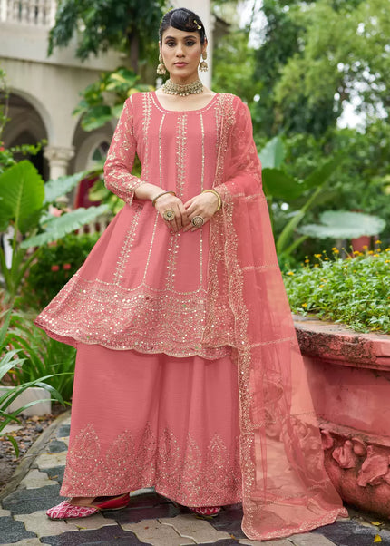Chinnon Silk Embroidered Sharara Suit Series
