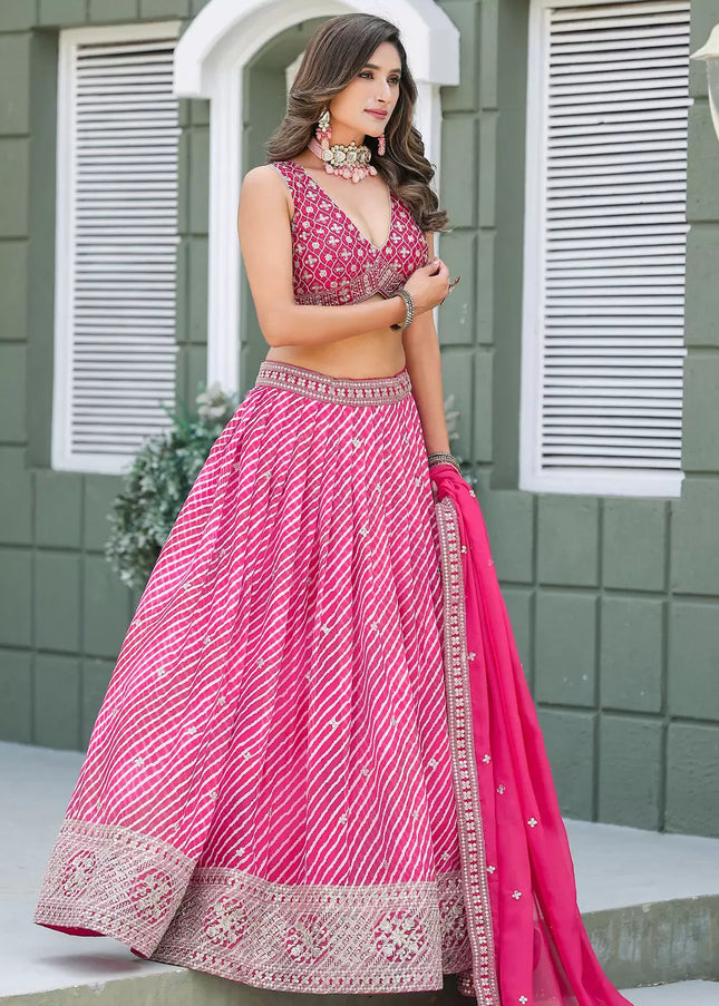 Pink Embroidered Lehenga Choli