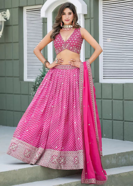 Pink Embroidered Lehenga Choli