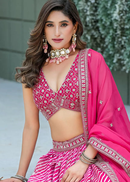 Pink Embroidered Lehenga Choli