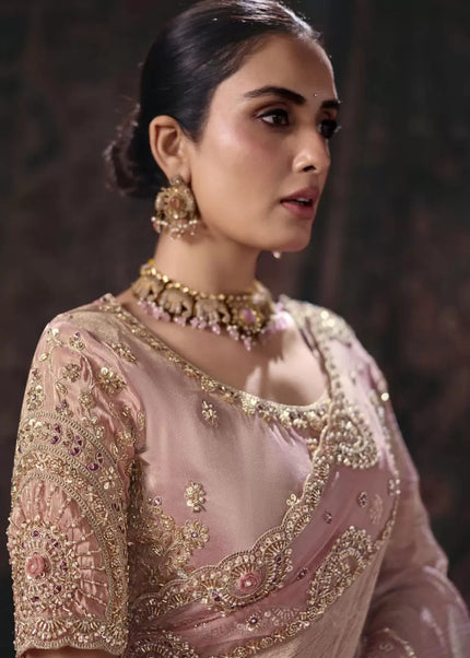 Pink Embroidered Wedding Saree