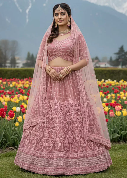 Pink Embroidered Lehenga Choli