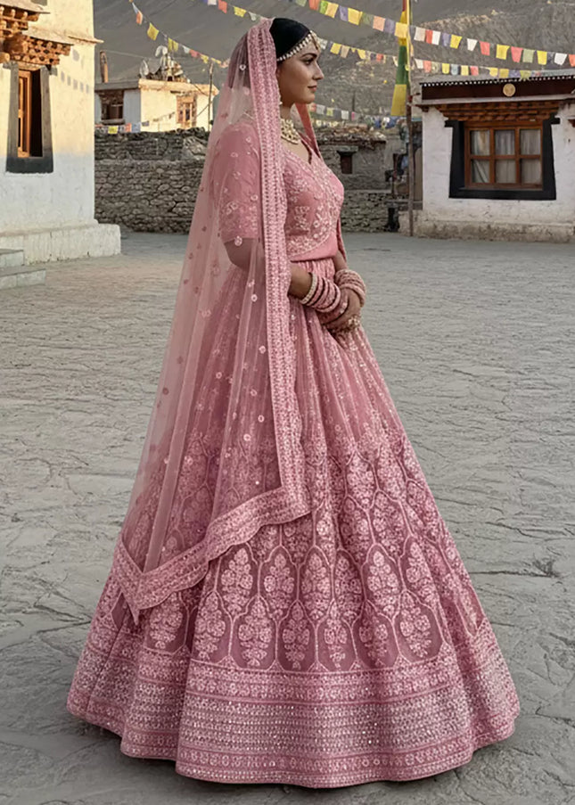 Pink Embroidered Lehenga Choli