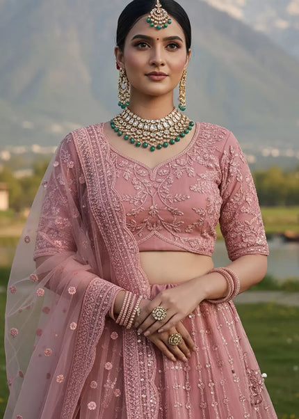 Pink Embroidered Lehenga Choli