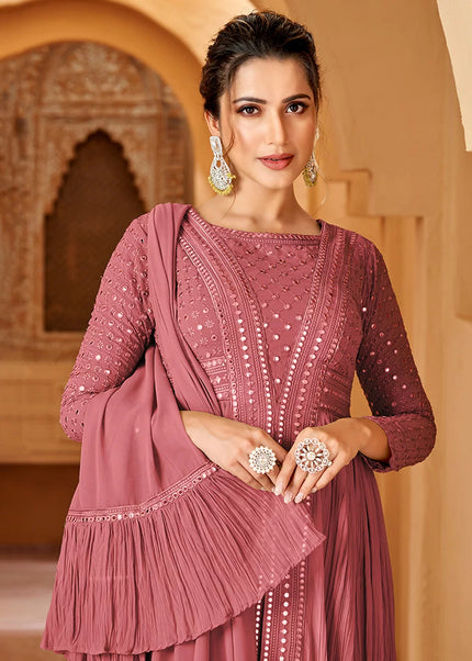 Pink Embroidered Slit Style Anarkali