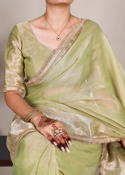 Sea Green Embroidered Saree