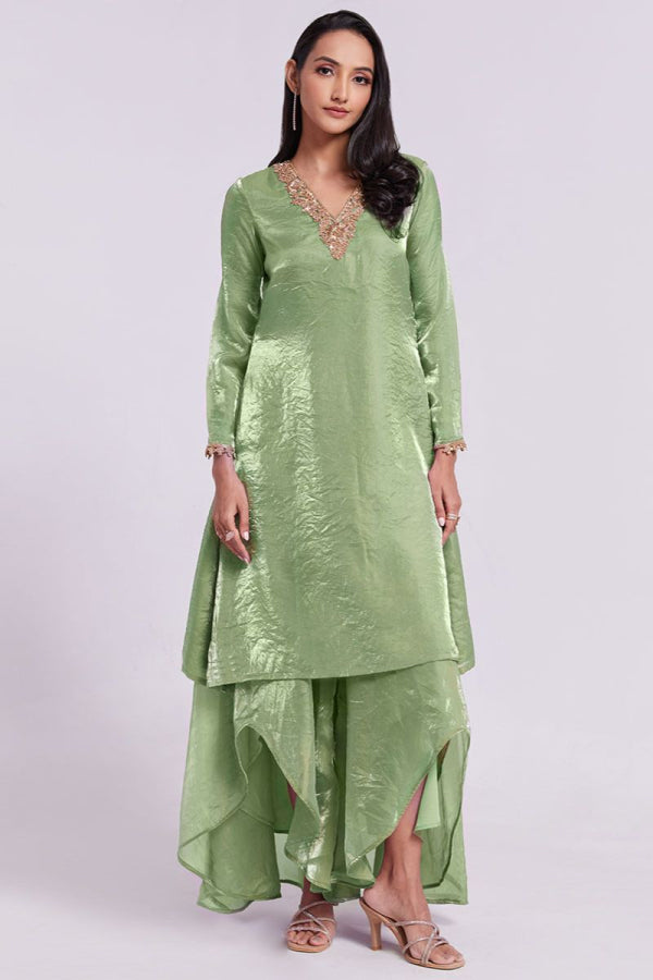 Green Embroidered Sharara Suit