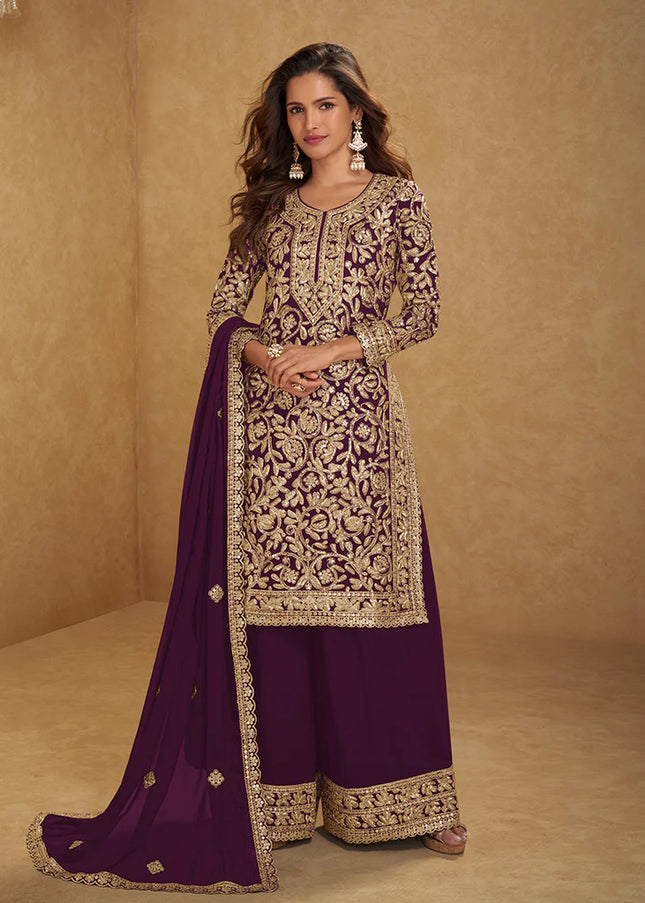 Georgette Embroidered Palazzo Suit Series