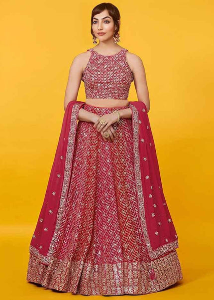 Red Embroidered Lehenga Choli