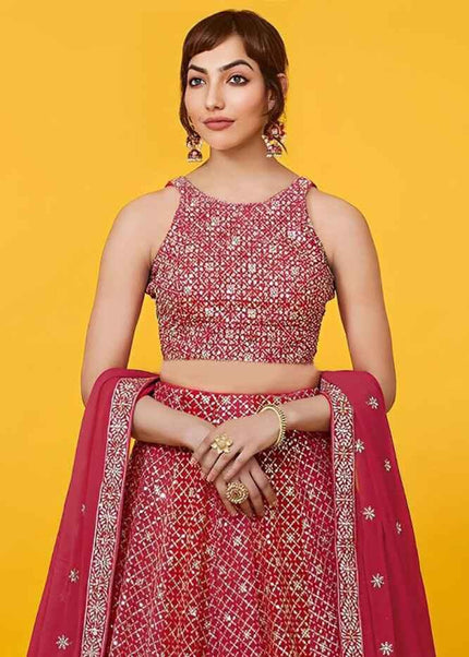 Red Embroidered Lehenga Choli