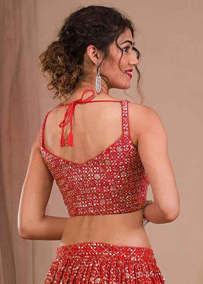 Red Embroidered Lehenga Choli