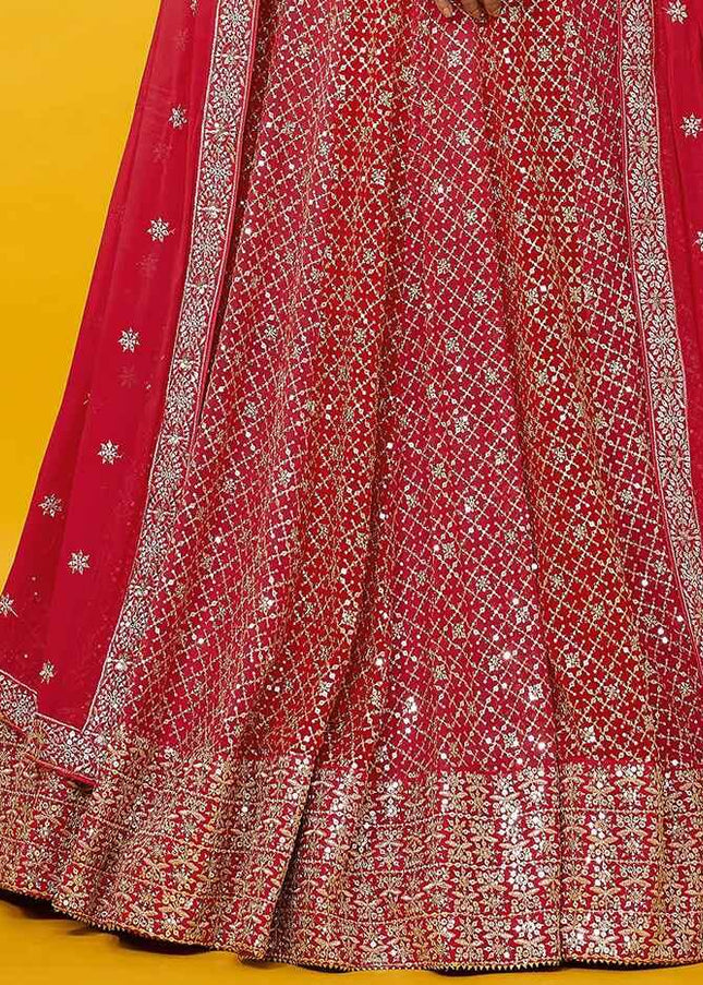 Red Embroidered Lehenga Choli