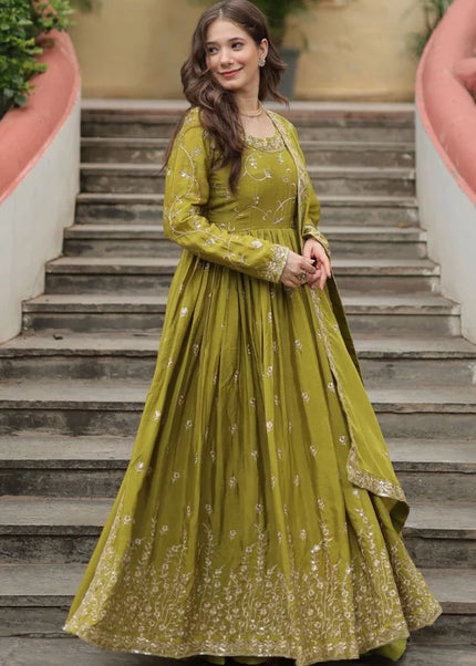 Green Embroidered Sharara Suit