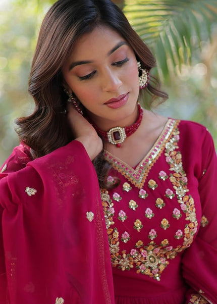 Pink Embroidered Anarkali Gown