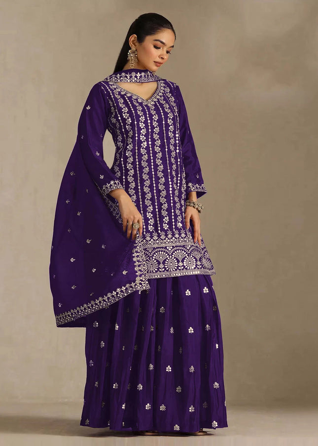 Chinnon Embroidered Sharara Suit Series