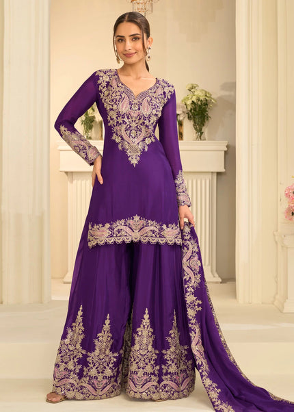 Chinnon Embroidered Sharara Suit Series