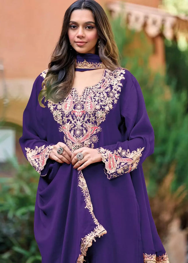 Golden Embroidered Sharara Suit