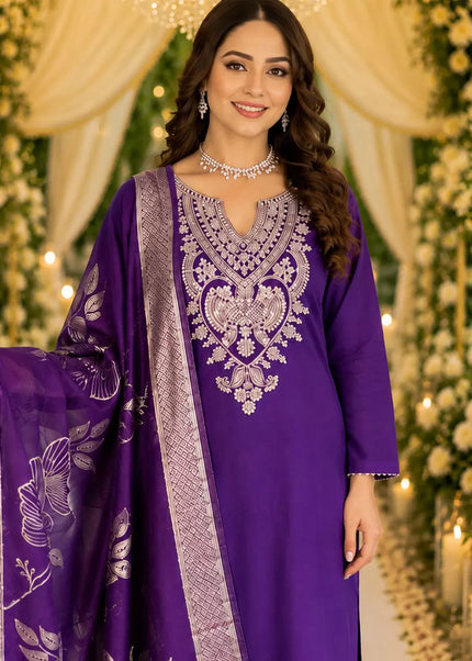 Cotton Blend Embroidered Pant Style Suit Series